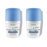 Vichy '48H Mineral' Roll-On Deodorant - 50 ml, 2 Pieces
