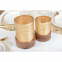 Set Of 2 Gold And Wood Candle Holders