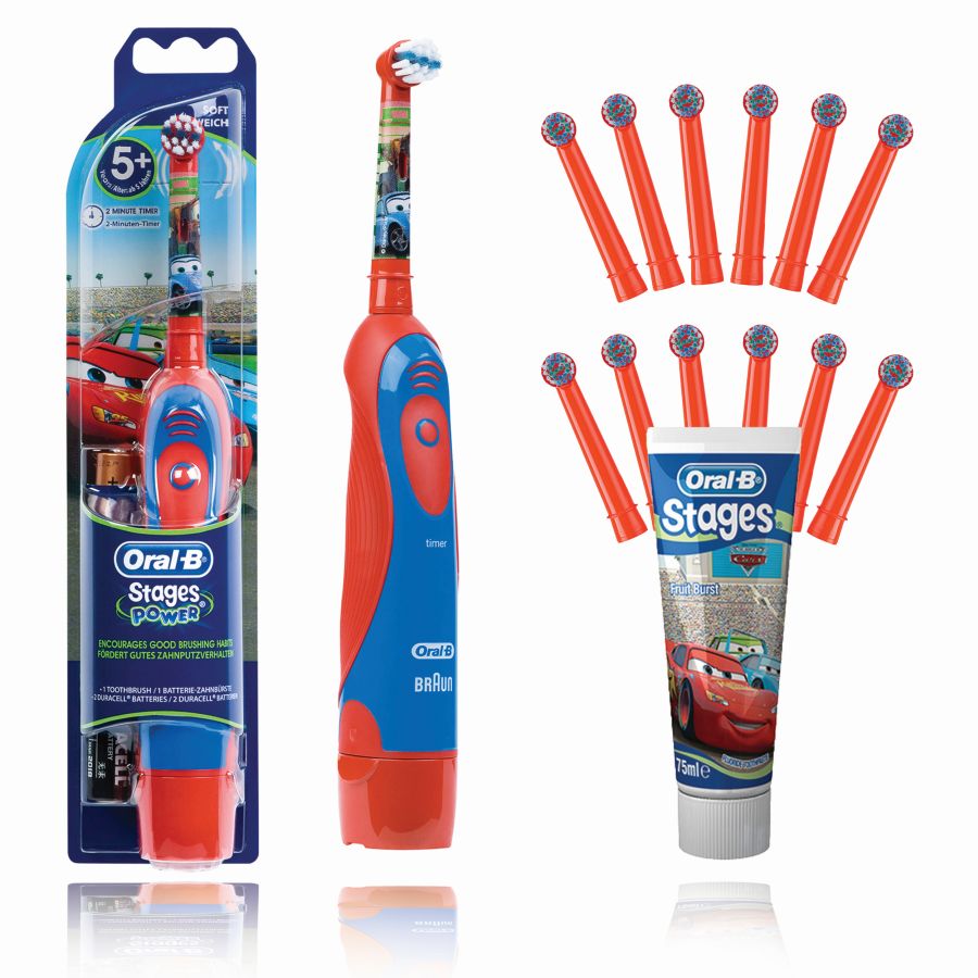 Children's 'Cars' Electric Toothbrush Set - 14 Pieces
